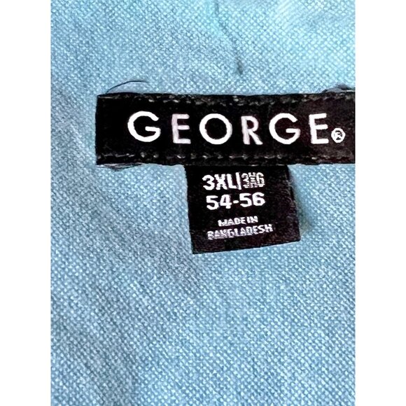 George Mens 3X Short-Sleeve Button-Down Light Blue Cotton Shirt Chest Pocket - Picture 3 of 7
